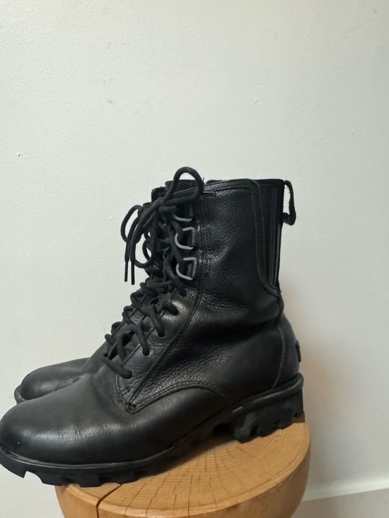 Sorel Shoes - SORELS Phoenix Black Leather Combat Lace-Up Boots size 7